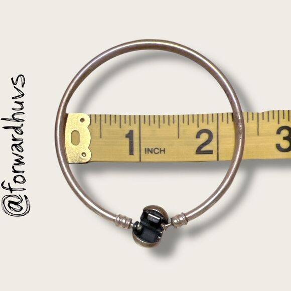 Pandora Sterling Silver Bangle Bracelet – Round Logo Clasp - Picture 4 of 7